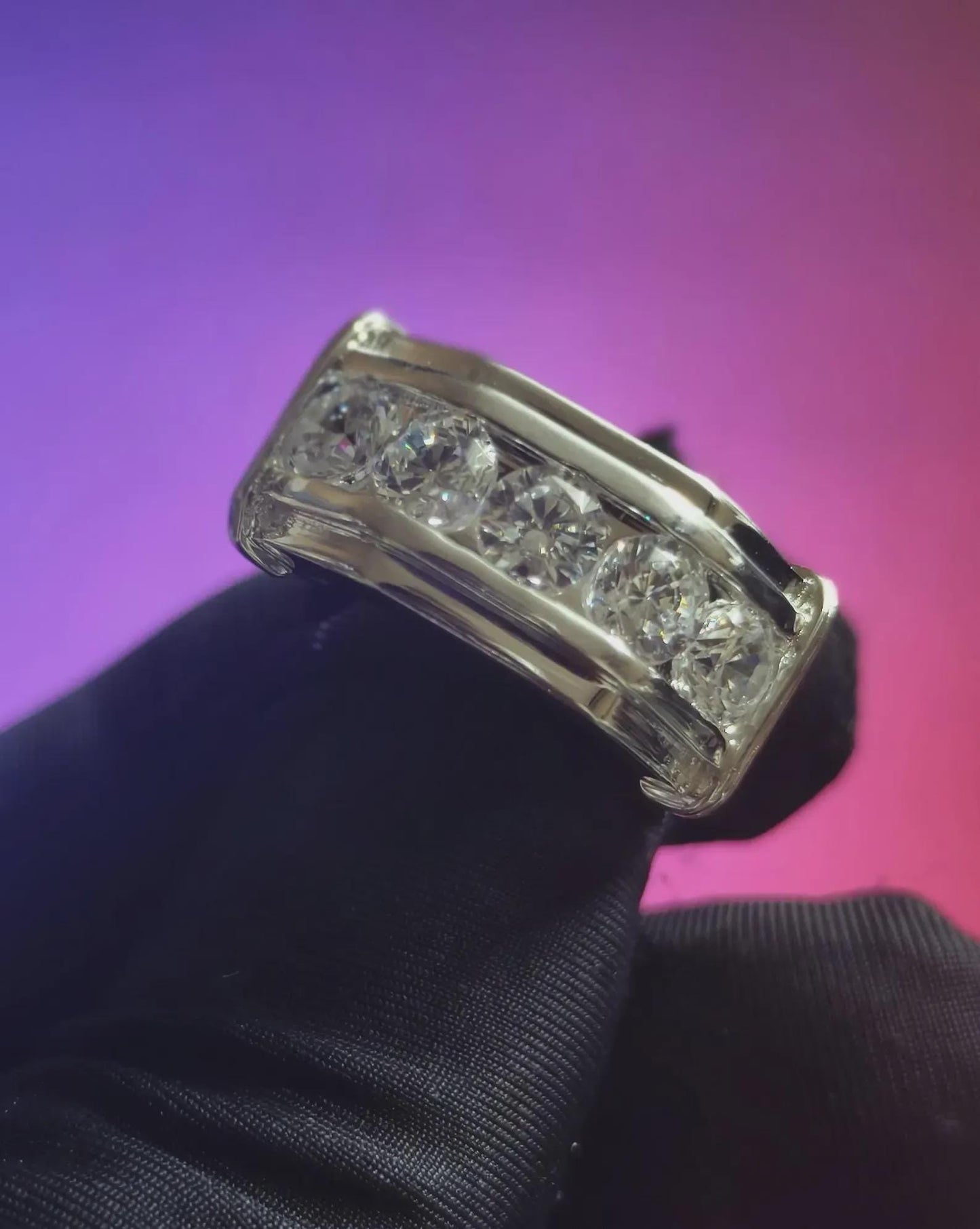 2Ct Moissanite Anniversary Band Ring Round Cut 14K White Gold Plated 925 Silver, Engagement Band Ring, For Wedding Ring