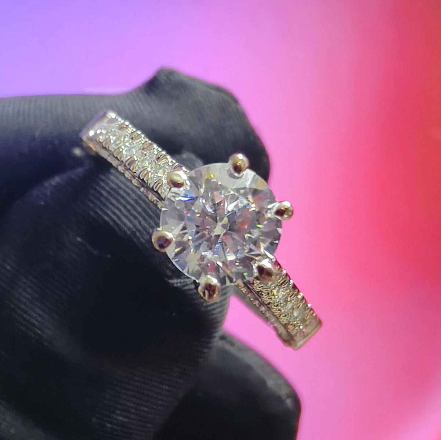 Round Cut Simulated White Diamond Wedding Engagement Anniversary Ring 14k White Gold Plated- 925 Silver, Gift for Her