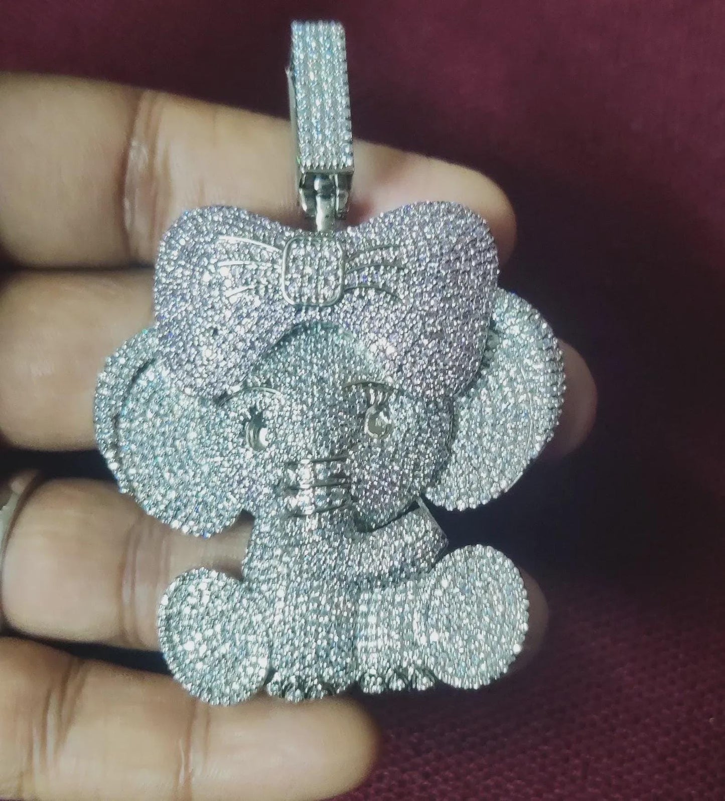 3Ct Diamond Round Cut Simulated Diamond Pendant, Cartoon Pendant 14K White Gold Finish 925 Sterling Silver Birthday and Party Pendant Gift