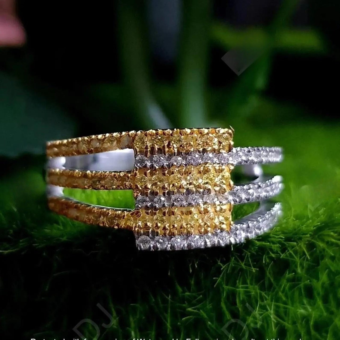 2Ct Round Cut Simulated Diamond Engagement Band Ring Bypass Wedding Ring Anniversary Ring 14K Two Tone Gold Plated 925 Sterling Silver