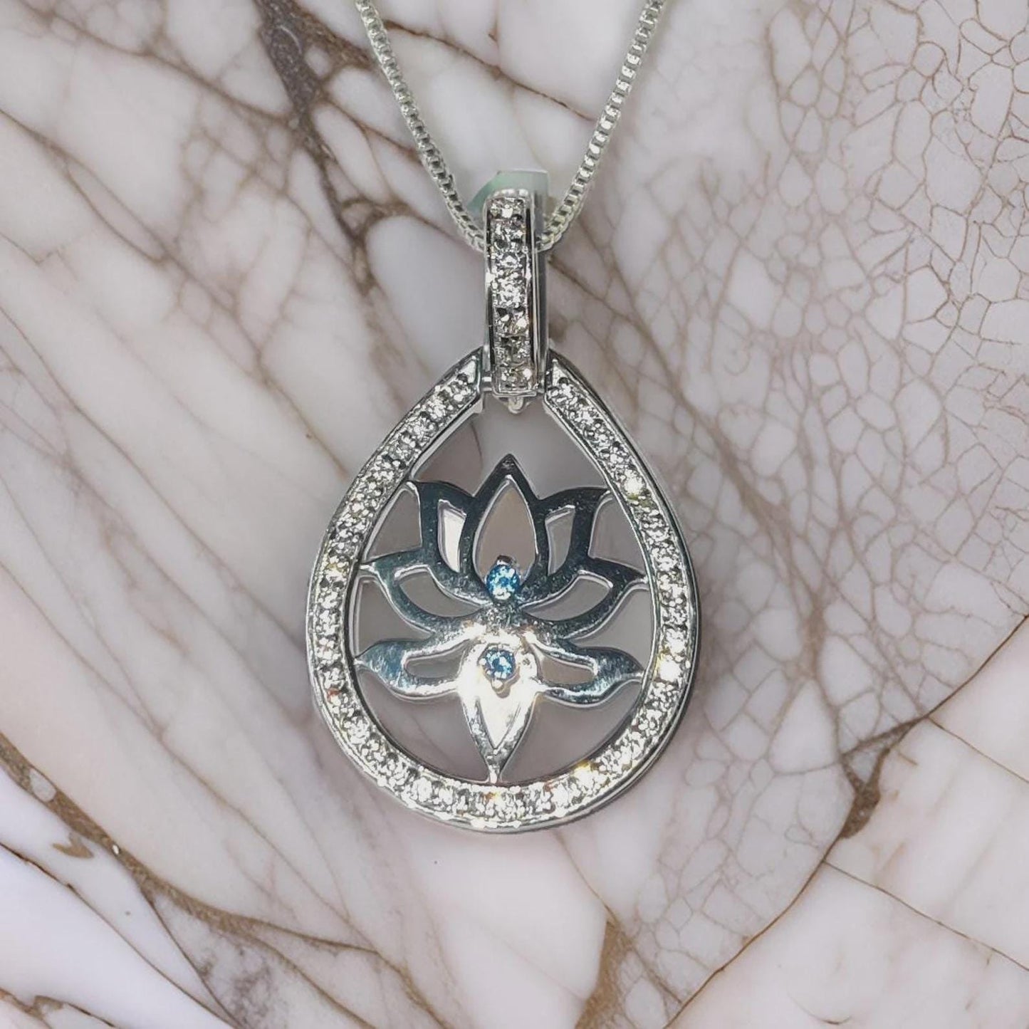 1Ct Round Cut Simulated Diamond Flower Lotus Pendant Necklaces Pendant 14K White Gold Over Moissanite Lotus Women's Pendant