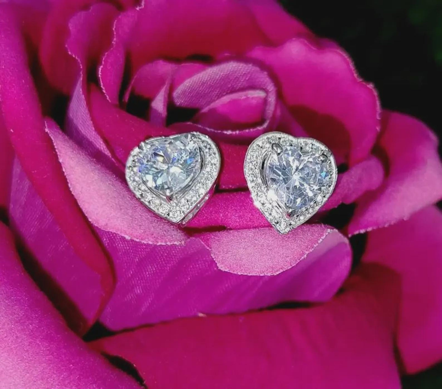 2Ct Heart Cut Solitaire Prong Stud Earrings Simulated Diamond Earrings 14K White Gold Finish 925 Silver Stud Earring, Gift For Anniversary