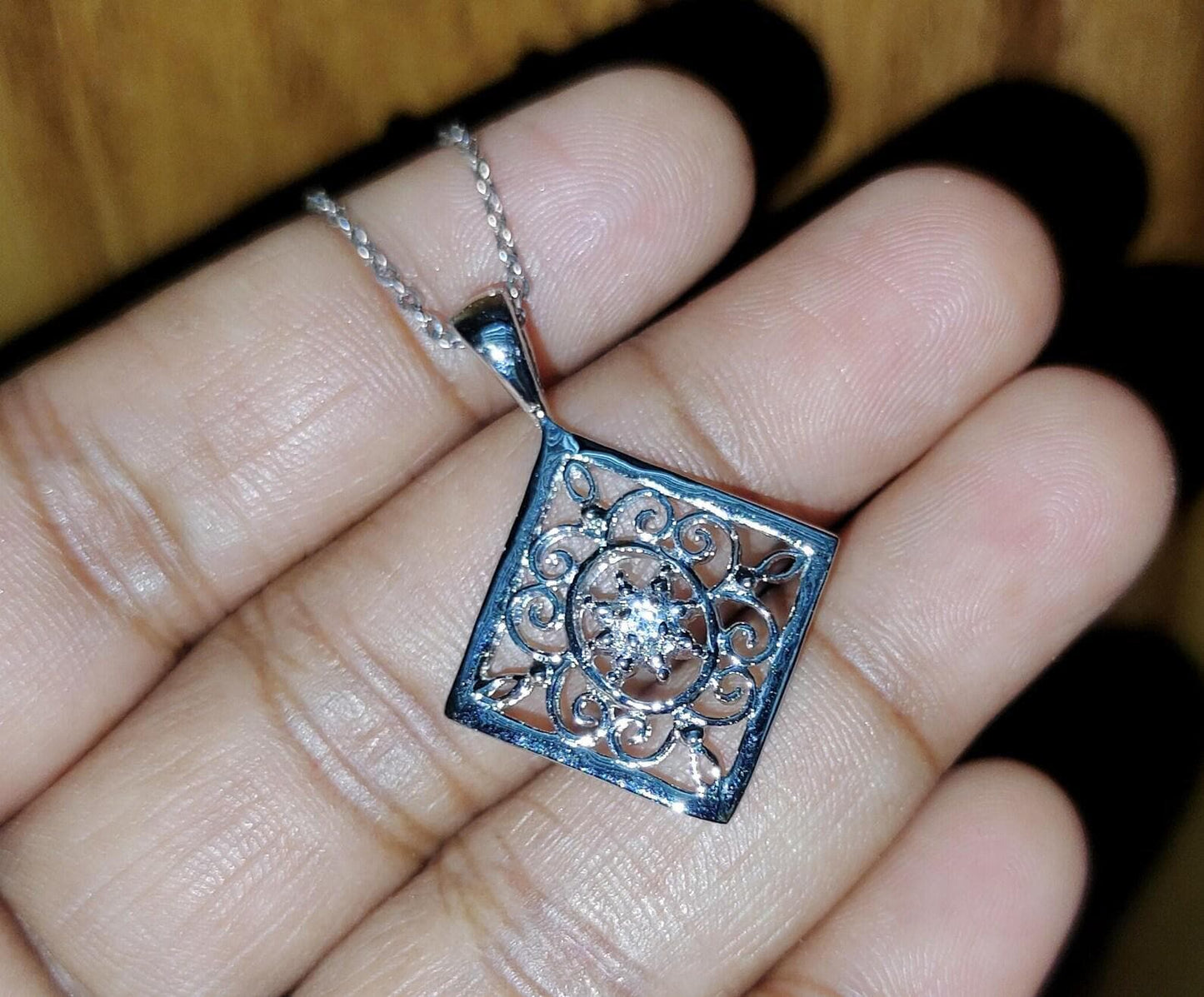 0.50Ct Diamond Pendant Round Cut Lab-Created Diamond Vintage Pendant 14K White Gold Finish 925 Silver Diamond Pendant Unisex Diamond Pendant