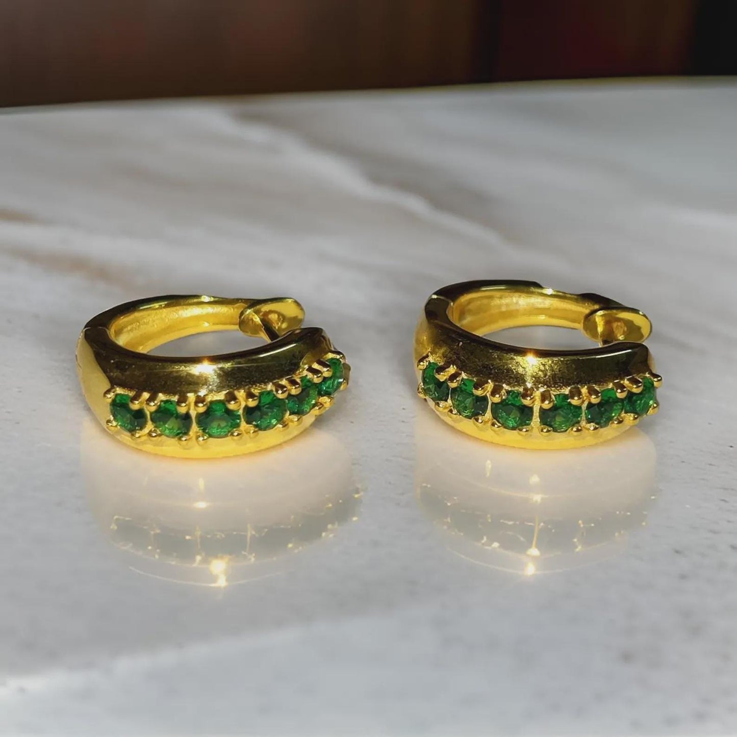 2Ct Round Cut Emerald Hoop Earring Simulated 14K Yellow Gold Finish 925 Sterling Silver For Special Occasion, Birthday Gift, Daily Wear