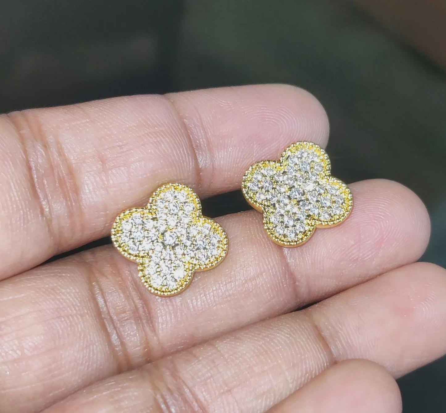 1.50Ct Round Cut Diamond Women's Stud Earrings Cluster Stud Earrings 14K Yellow Gold Finish 925 Silver Stud Earrings Push Back Stud Earrings