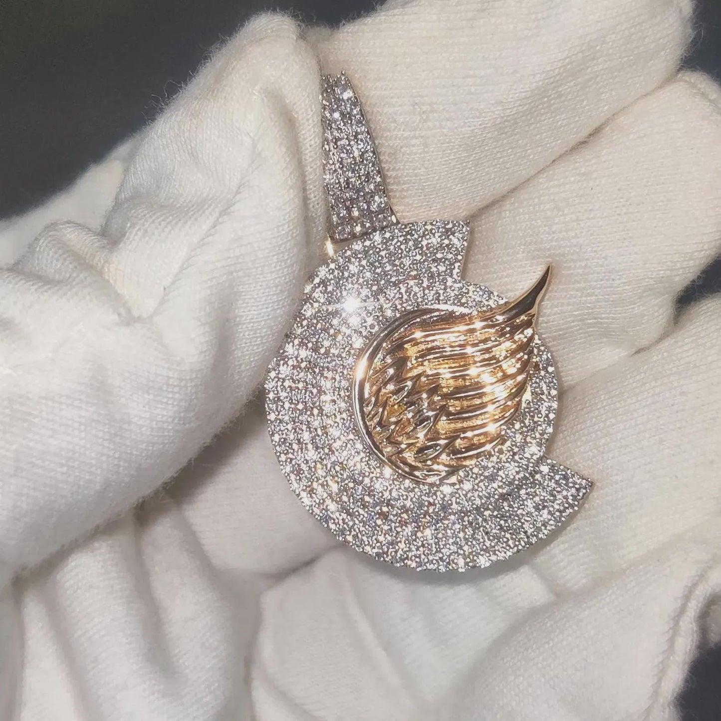 Round Cut Custom Any Name Lab Created Diamond Pendant 14K Two Tone Gold Plated Diamond Unisex Pendant, For Birthday Gift ,Party Wear