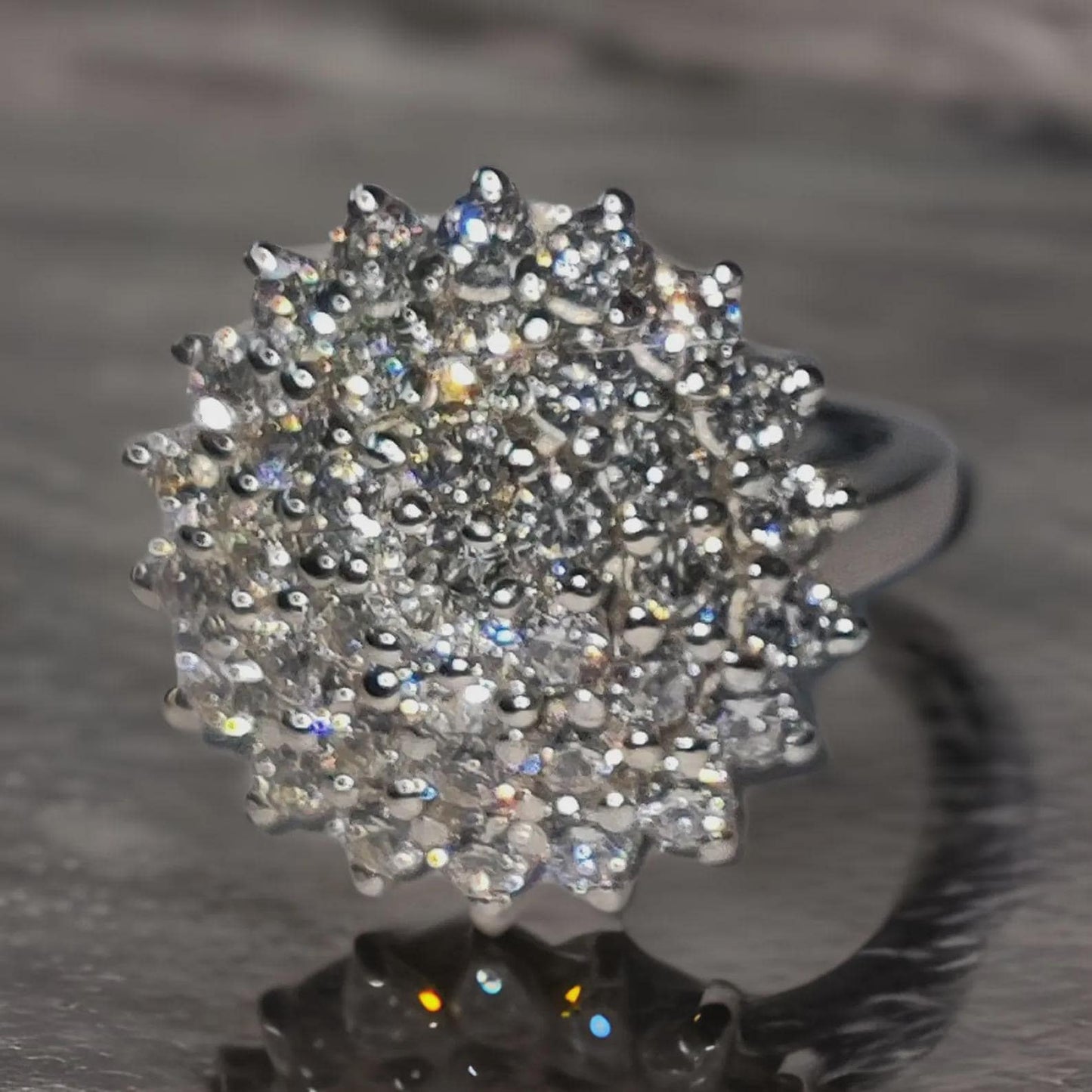 2Ct Diamond Round Cut Flower Shape Simulated Diamond Engagement Wedding Ring 14K White Gold Plated,925 Silver Ring, Anniversary Ring