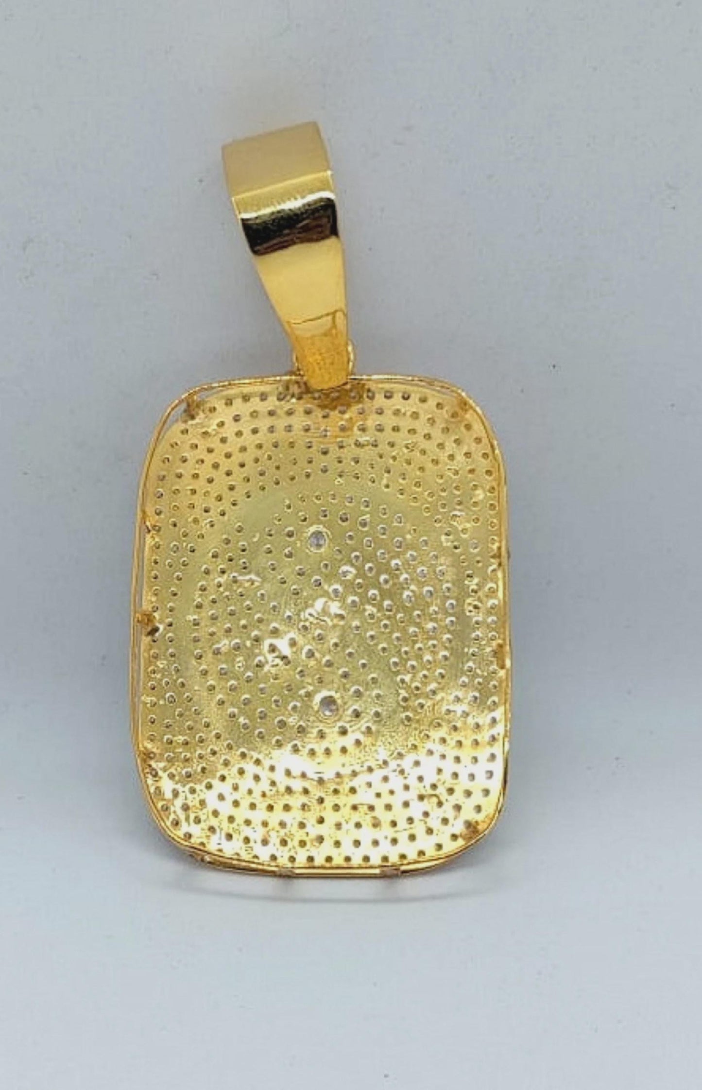 2Ct Round Cut Simulated Diamond Dog Tag Pendant 14K Yellow Gold Plated Unisex Diamond Pendant 925 Sterling Silver Custom Engraved Necklace