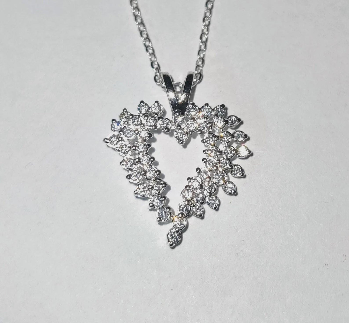 1.50Ct Moissanite Round Cut Cluster Heart Pendant 14K White Gold Finish 925 Silver Women's Heart Pendant, Birthday, Valentines, Wedding Gift