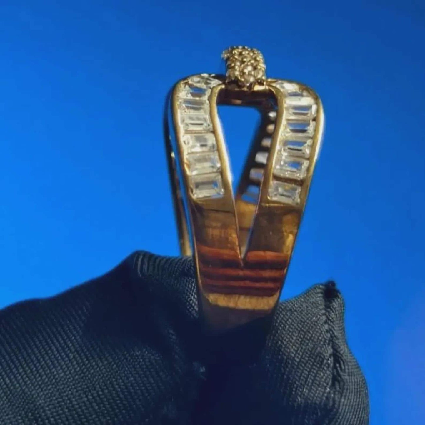 2Ct Diamond Wedding Fancy Ring Baguette Cut Simulated Diamond 14K Yellow Gold Plated 925 Sterling Silver, Anniversary Ring, Engagement Ring