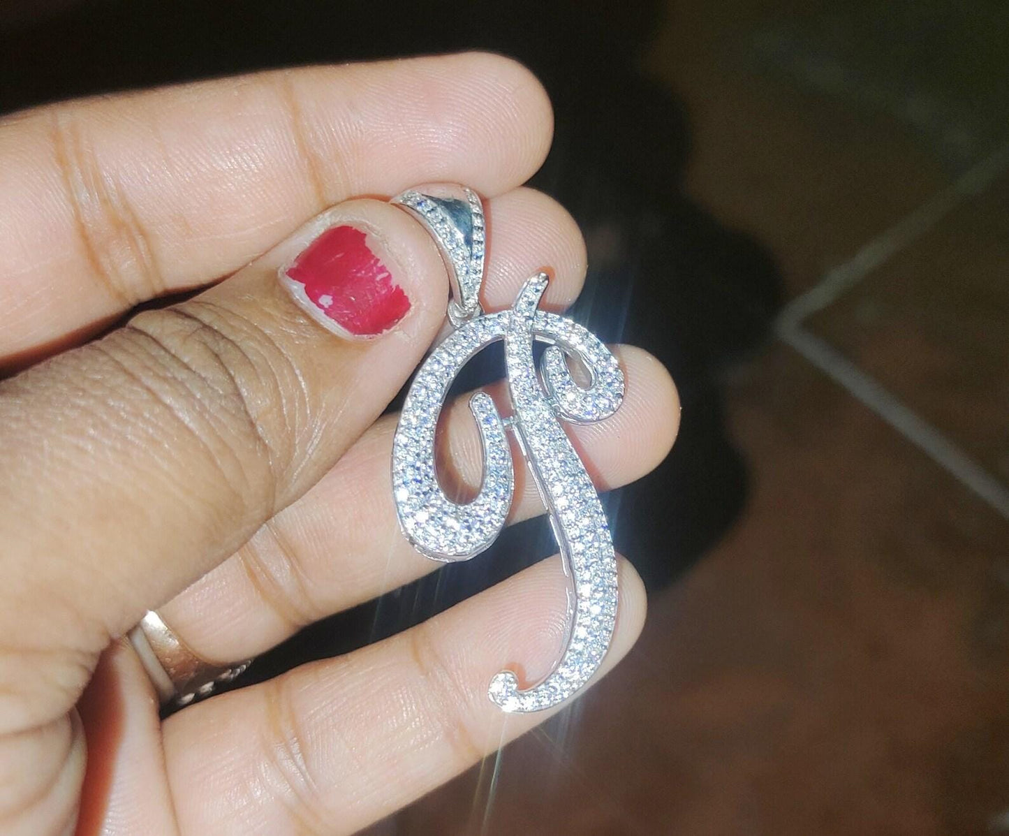 2Ct Round Cut Custom Letter Alphabet Pendant Lab-Created Diamond P Letter Initial Alphabet Pendant 14K White Gold Plated Hip Hop Pendant