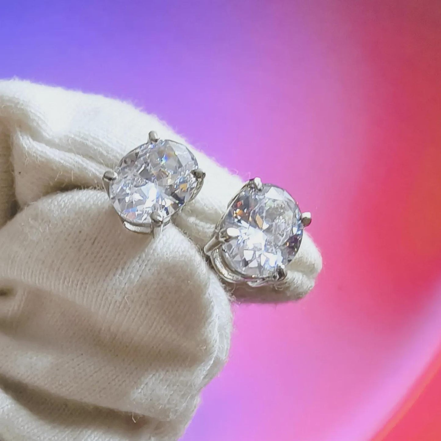 2Ct Diamond Stud Earrings 4Ct Oval Cut VVS1 Diamond Solitaire Stud Earrings 14K White Gold Finish 925 Silver Diamond Stud Earrings