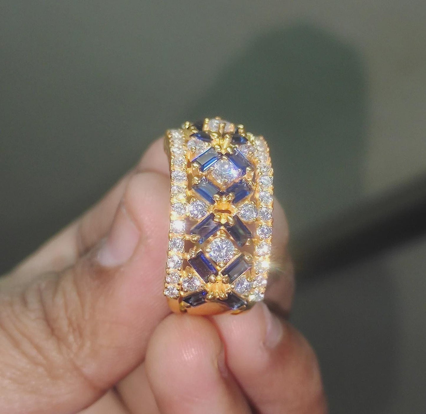 2Ct Baguette Cut Blue Sapphire Engagement Anniversary Wedding Women's Band Ring 14K Yellow Gold Finish Gift For Her ,Birthday Gift,