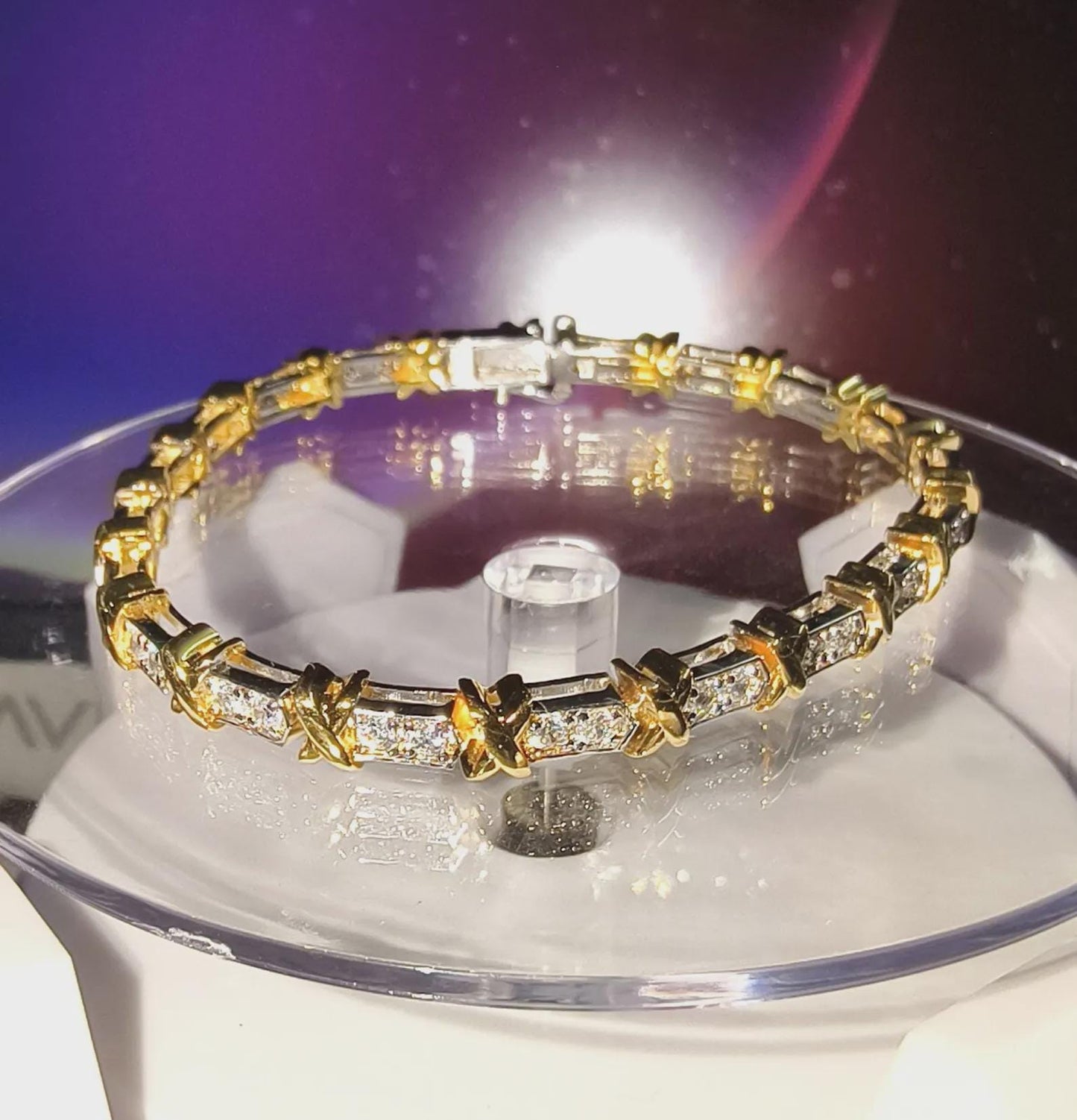 6Ct Diamond Bracelet Round Lab-Created Diamond 14K Two-Tone Gold Finish Sterling 925 Silver Bracelet Gift For her Birthday Gift Party Wear