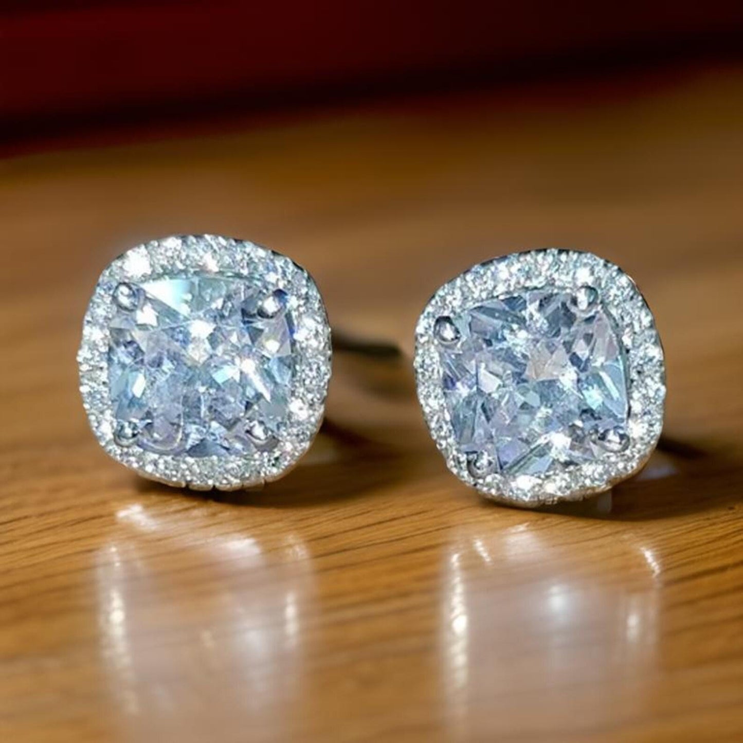 2Ct Cushion Cut Solitaire Prong Stud Earrings Simulated Diamond Earrings 14K White Gold Finish 925 Silver Stud Earring, Gift For Anniversary