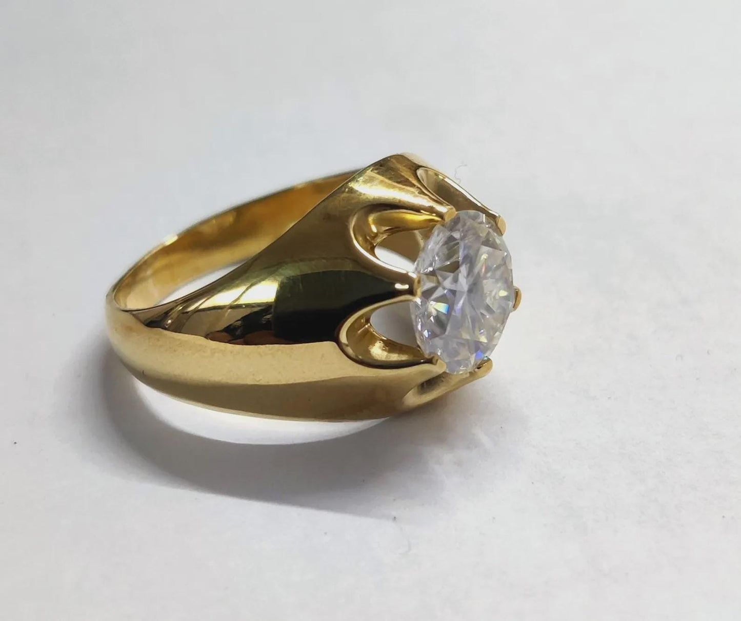 2Ct Round Cut Diamond Wedding Band Simulated Diamond Engagement Ring 14K Yellow Gold Finish Sterling Silver Anniversary Ring Birthday Gift