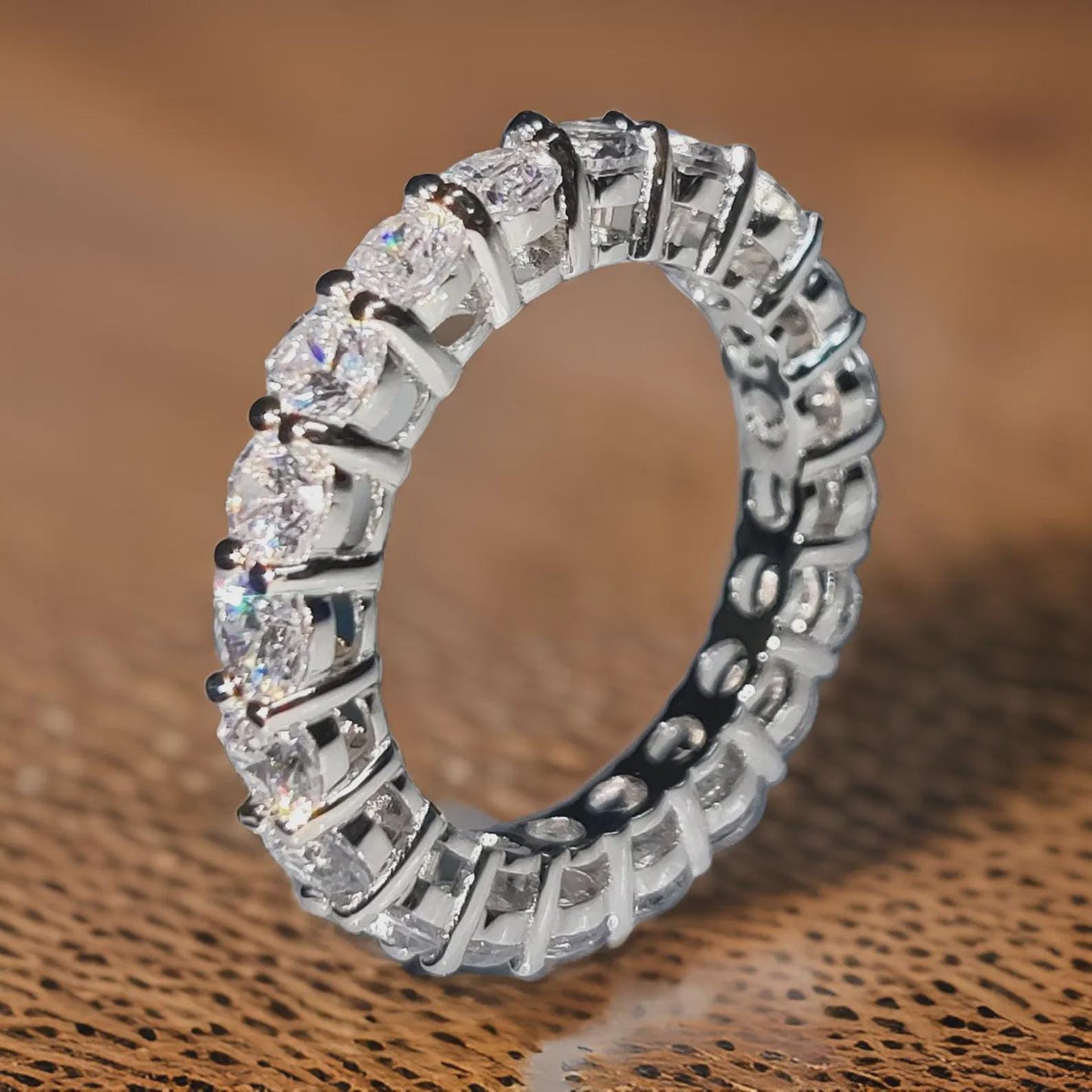 1.50Ct Round Cut Diamond Ring Full Eternity Band Engagement Ring 14K White Gold Plated 925 Sterling Silver Simulated Diamond Band Ring