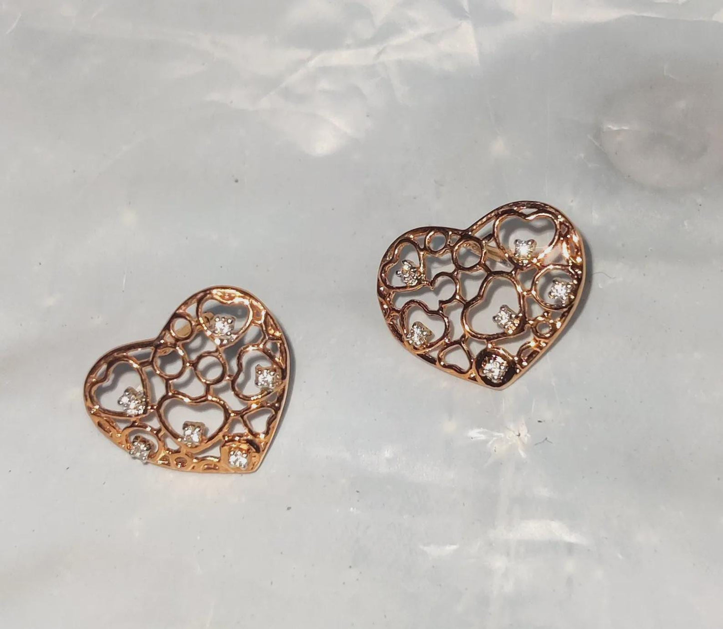1Ct Diamond Stud Earrings VVS1 Diamond Cluster Heart Stud Earrings 14K Rose Gold Finish 925 Silver Stud Earrings Push Back Stud