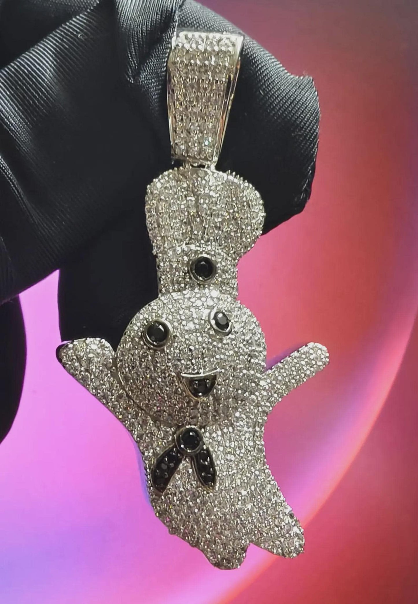 3Ct Round Cut Diamond Carton Pendant Simulated Diamond Pedant 14K White Gold Plated 925 Sterling silver, Hip Hop Pendant, For Birthday Gift