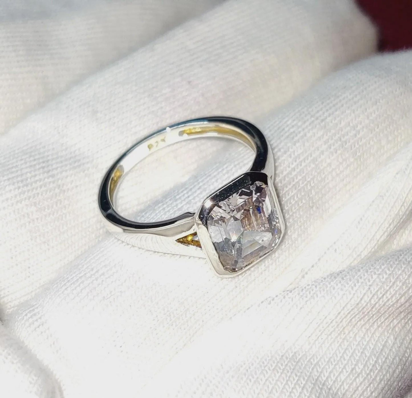 2Ct Diamond Emerald Cut Simulated Diamond Solitaire Prong Engagement Anniversary Wedding Ring 14K White Gold Finish Gift 925 Sterling Silver