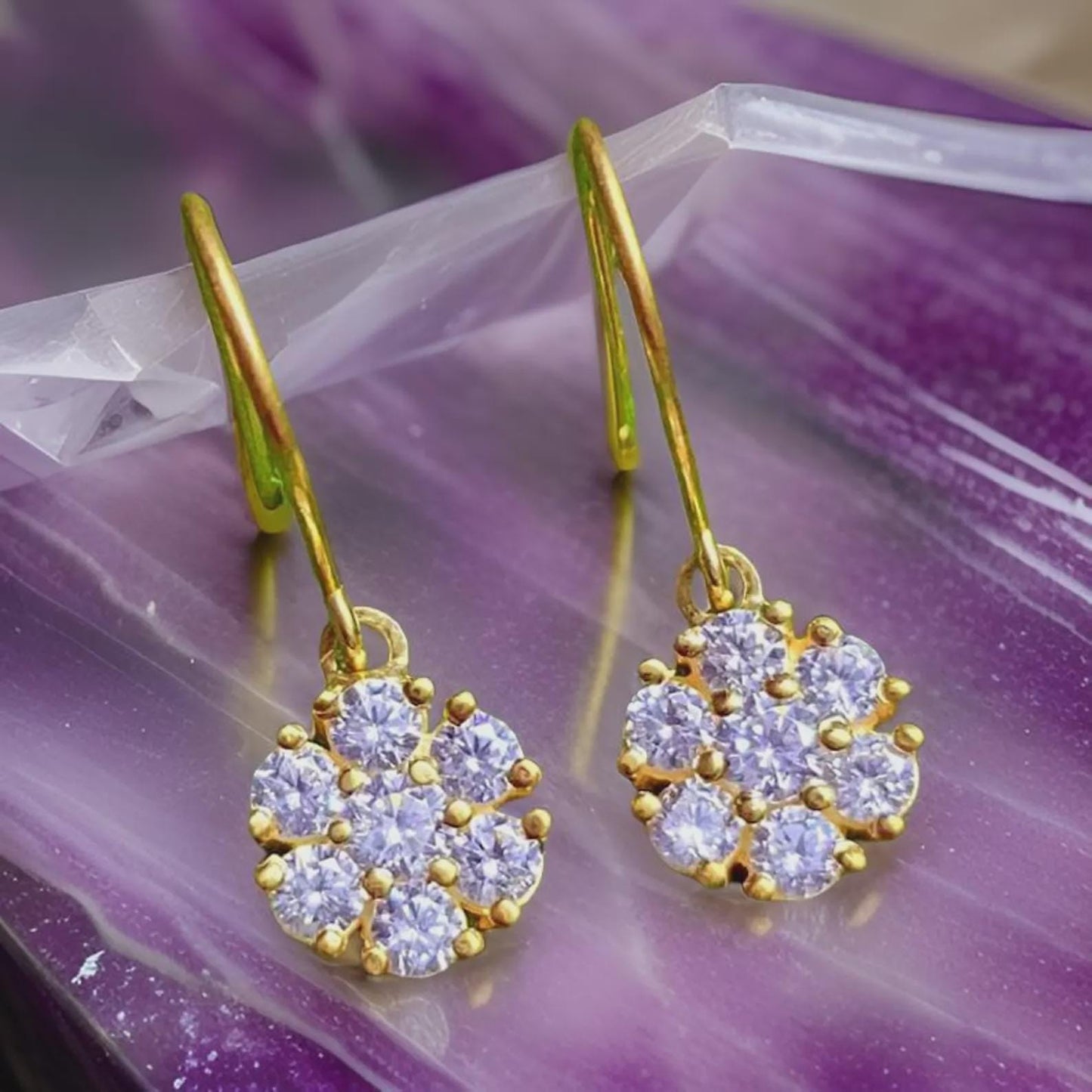 2Ct Round Cut Simulated Diamond Dangle Drop Earrings 14K Yellow Gold Plated 925 Sterling Silver Dangle Earring Anniversary Gift for Her