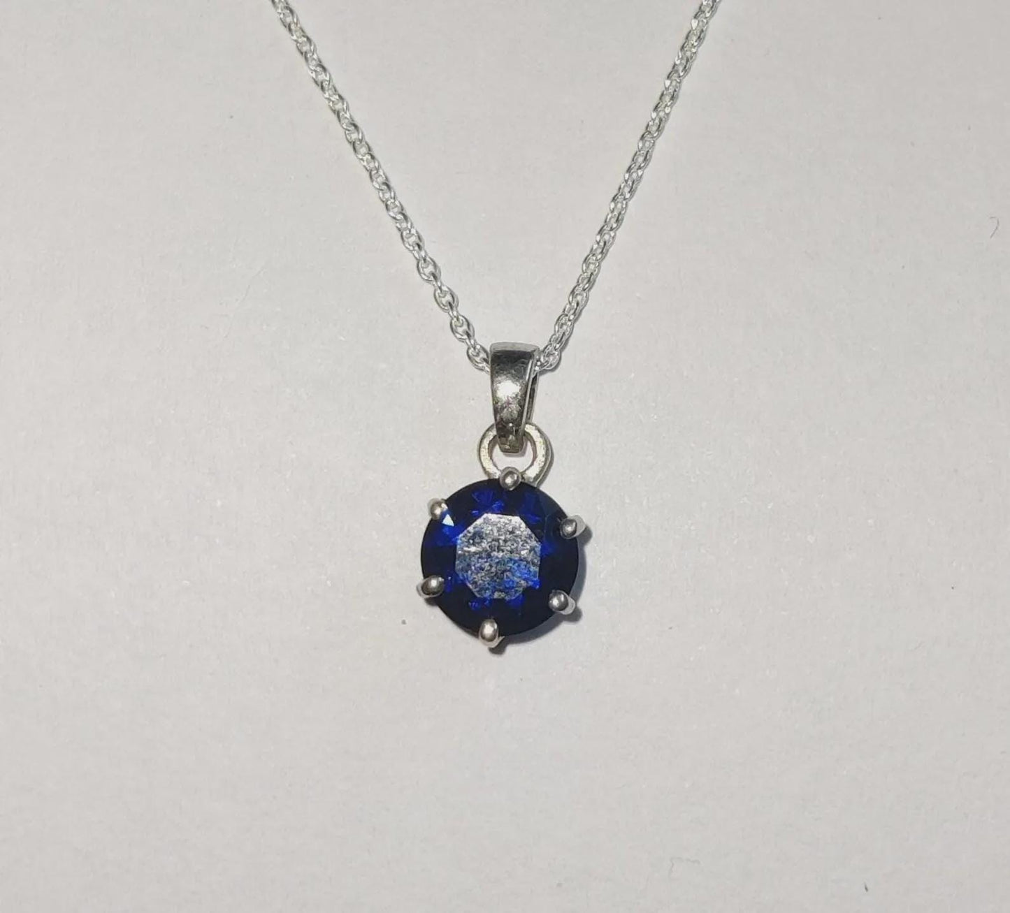 Blue Sapphire Pendant 2Ct Lab-Created Round Cut Blue Sapphire Solitaire Pendant 14K White Gold Plated Sapphire Pendant Blue Sapphire Pendant