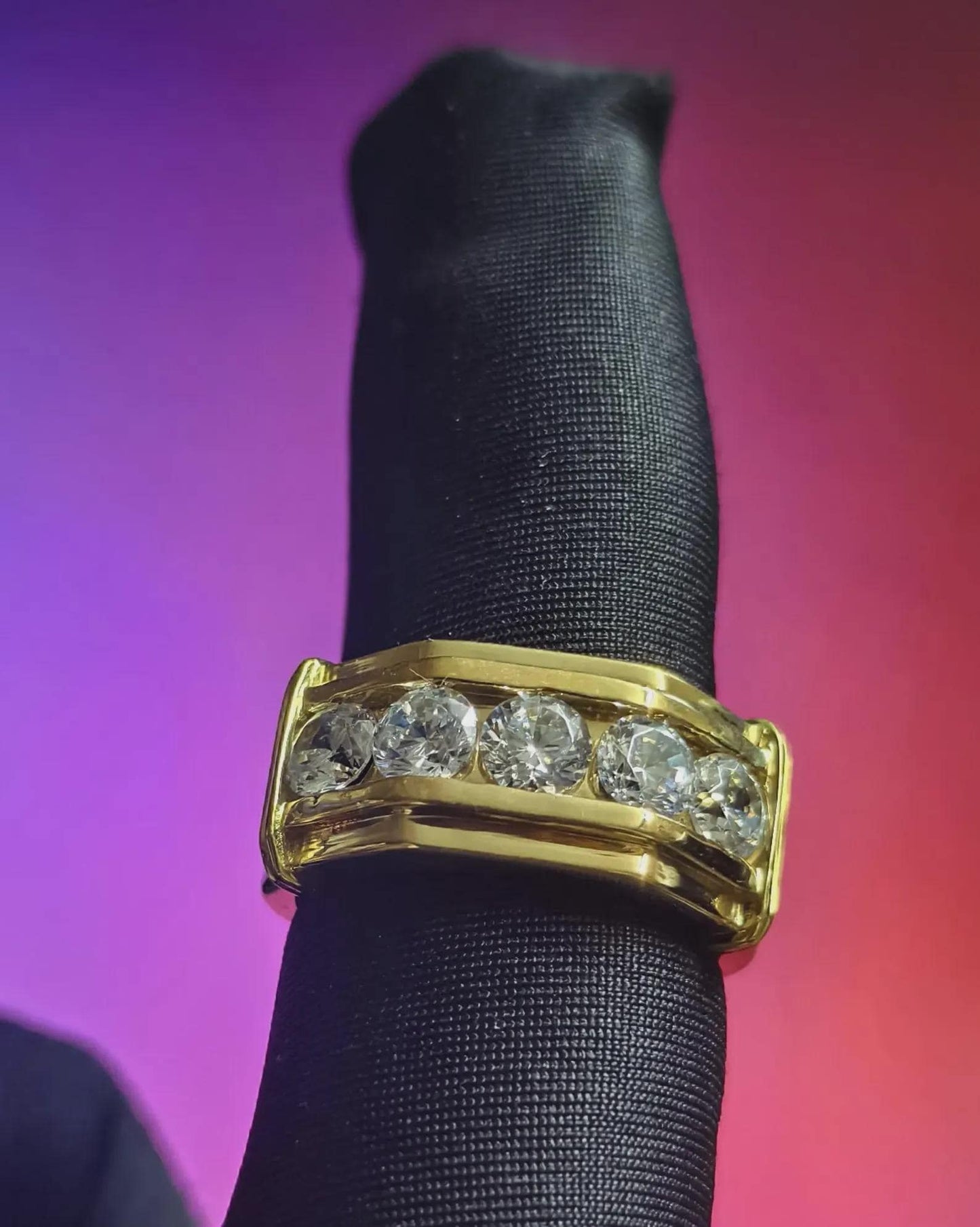 2Ct Moissanite Anniversary Band Ring Round Cut 14K Yellow Gold Plated 925 Silver, Engagement Band Ring, For Wedding Ring