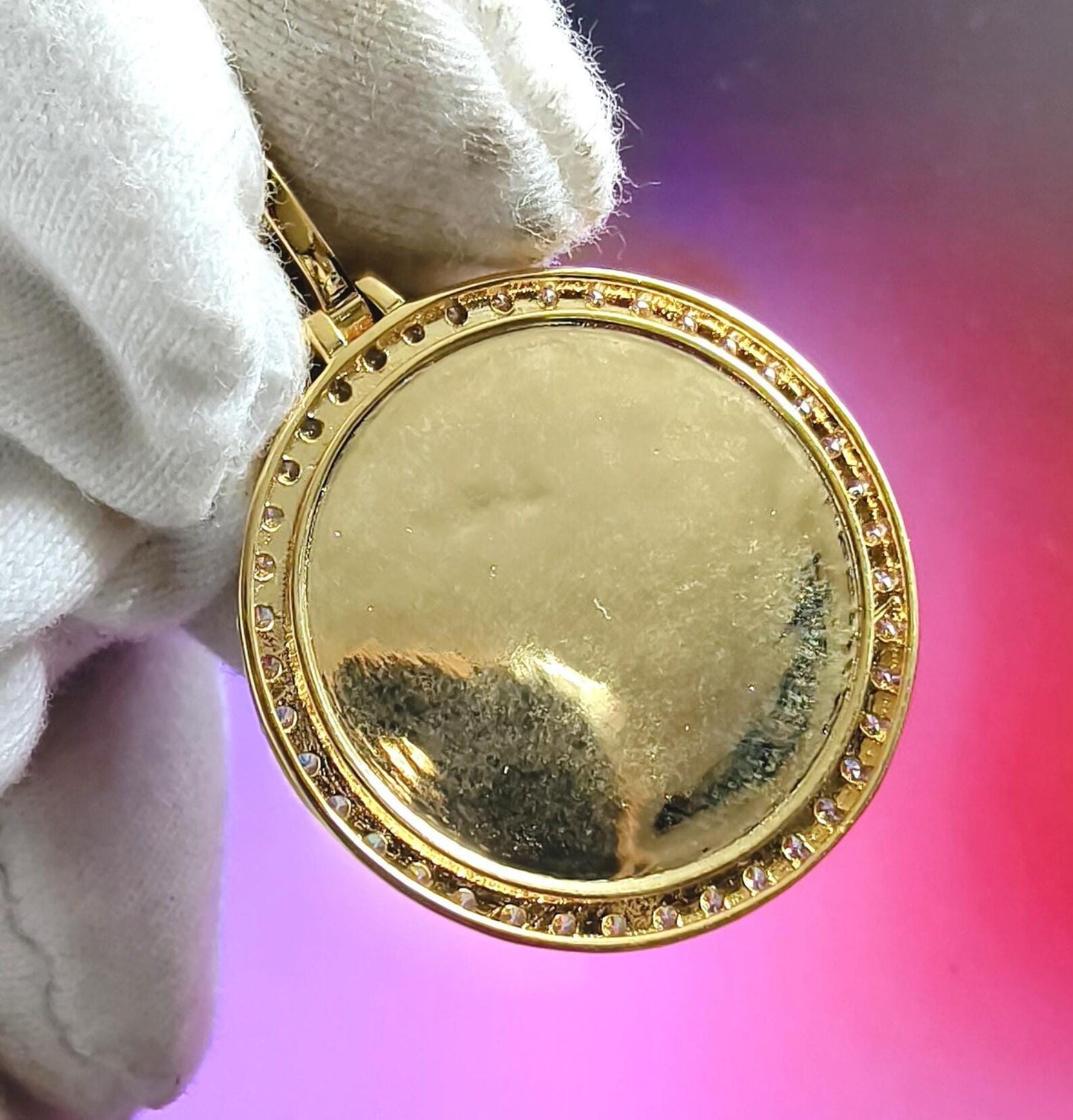 1Ct Round Cut Moissanite Pendant  Liberty Coin Pendant Necklaces Pendant 14K Yellow Gold Over Moissanite Liberty Pendant