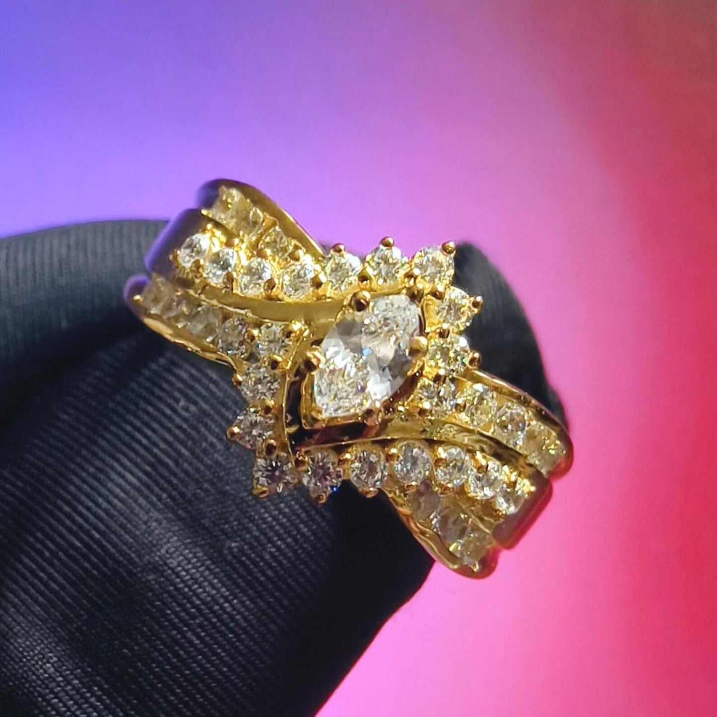 2Ct Marquise Cut Simulated White Diamond Wedding Engagement Anniversary Ring 14k Yellow Gold Plated- 925 Silver, Gift