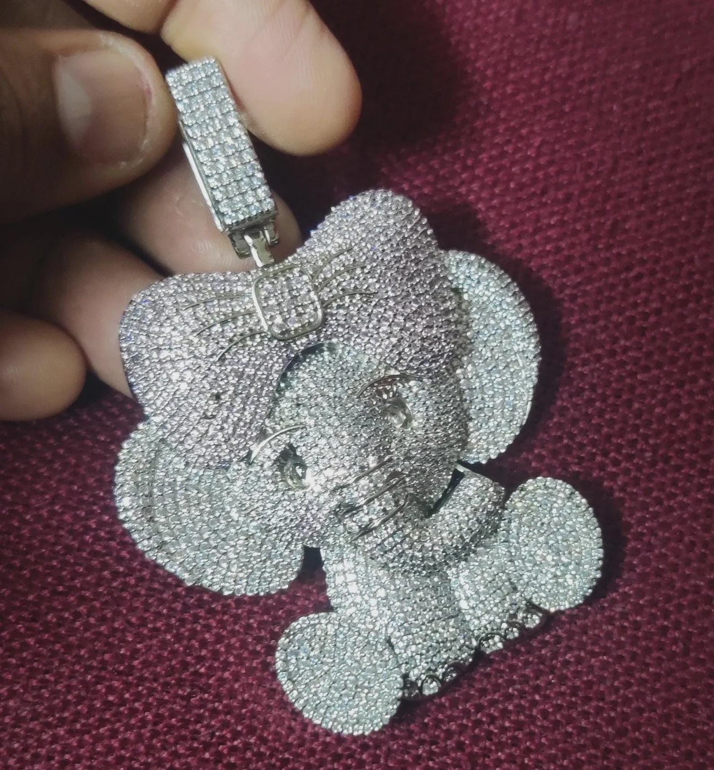 3Ct Diamond Round Cut Simulated Diamond Pendant, Cartoon Pendant 14K White Gold Finish 925 Sterling Silver Birthday and Party Pendant Gift