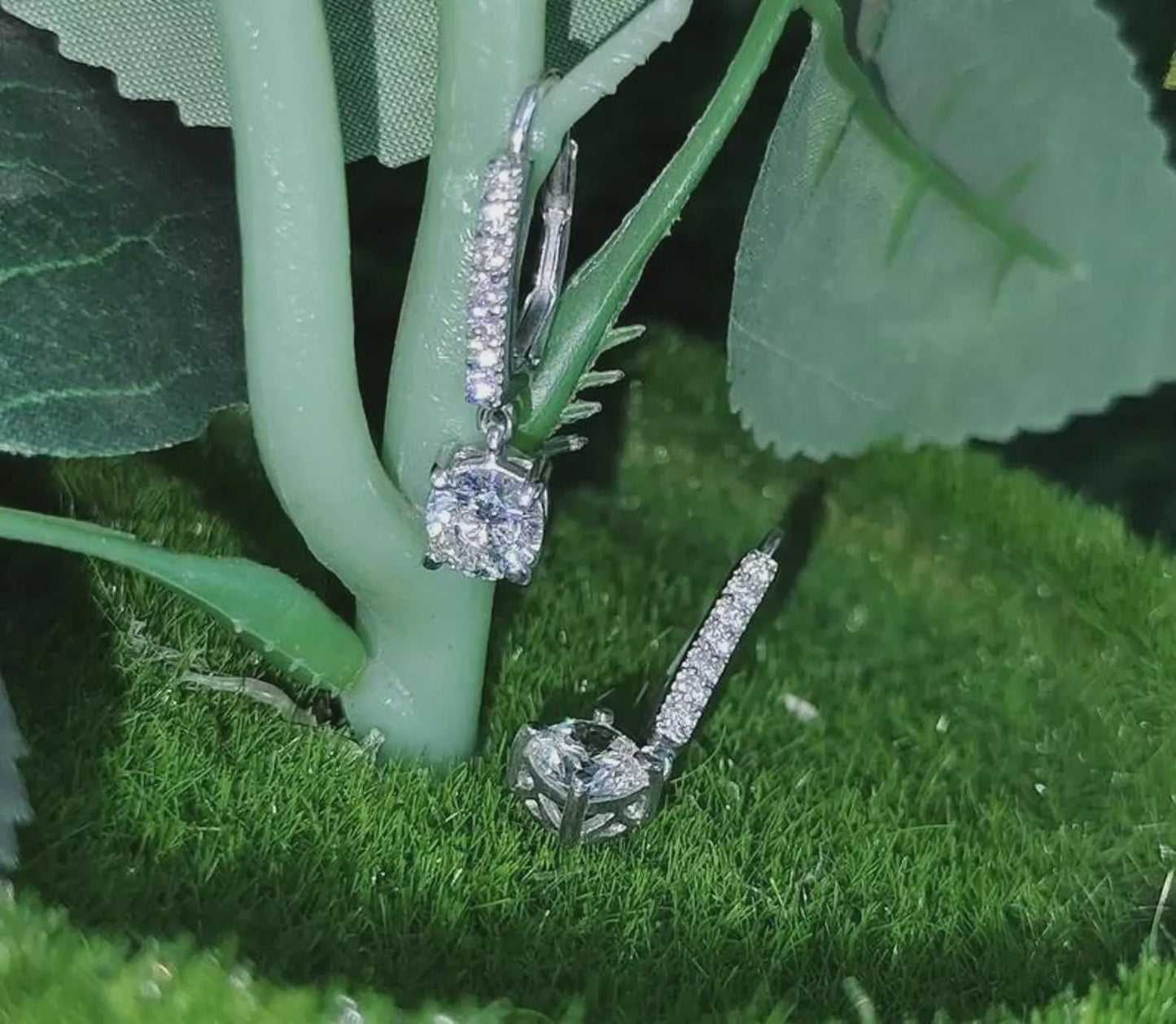 2Ct Round Cut Simulated Diamond Drop Dangle Women's Earrings 14K White Gold Plated 925 Sterling Silver, Gift For Birthday Wear