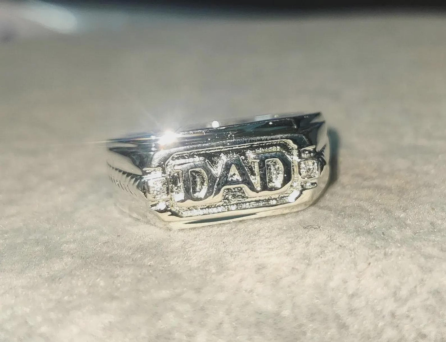 Customized Any Personalization Name Ring 14K White Gold Finish 925 Sterling Silver Anniversary Ring, Gift For Birthday, DAD Name Ring