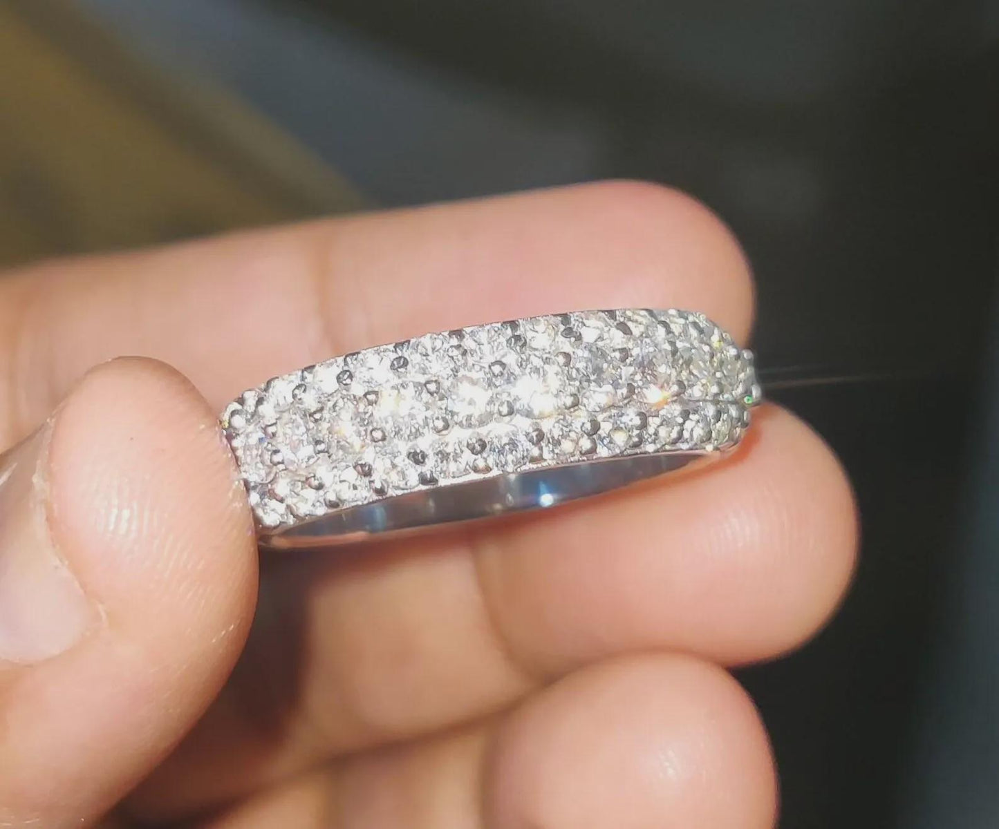 2Ct Diamond Band Ring Lab-Created Round Diamond Wedding Anniversary Band Ring 14K White Gold Finish 925 Silver Band Unisex Engagement Ring