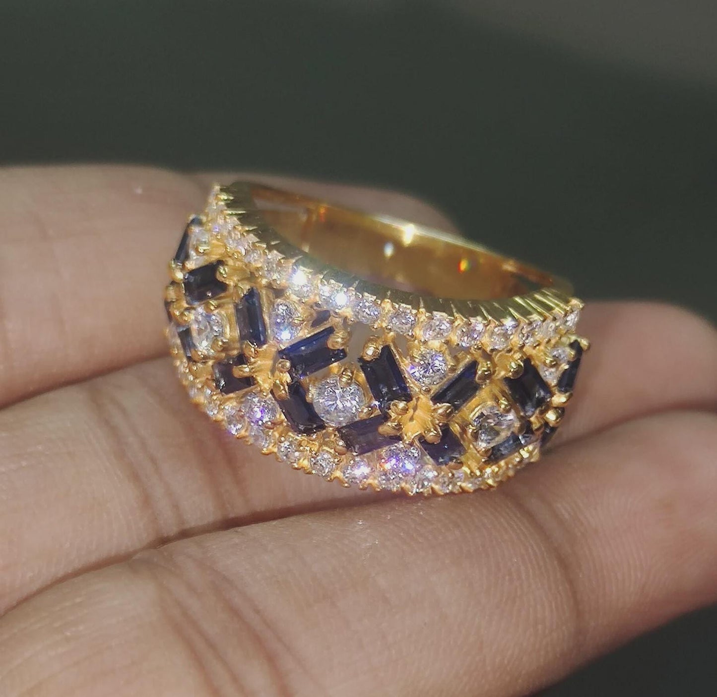 2Ct Baguette Cut Blue Sapphire Engagement Anniversary Wedding Women's Band Ring 14K Yellow Gold Finish Gift For Her ,Birthday Gift,