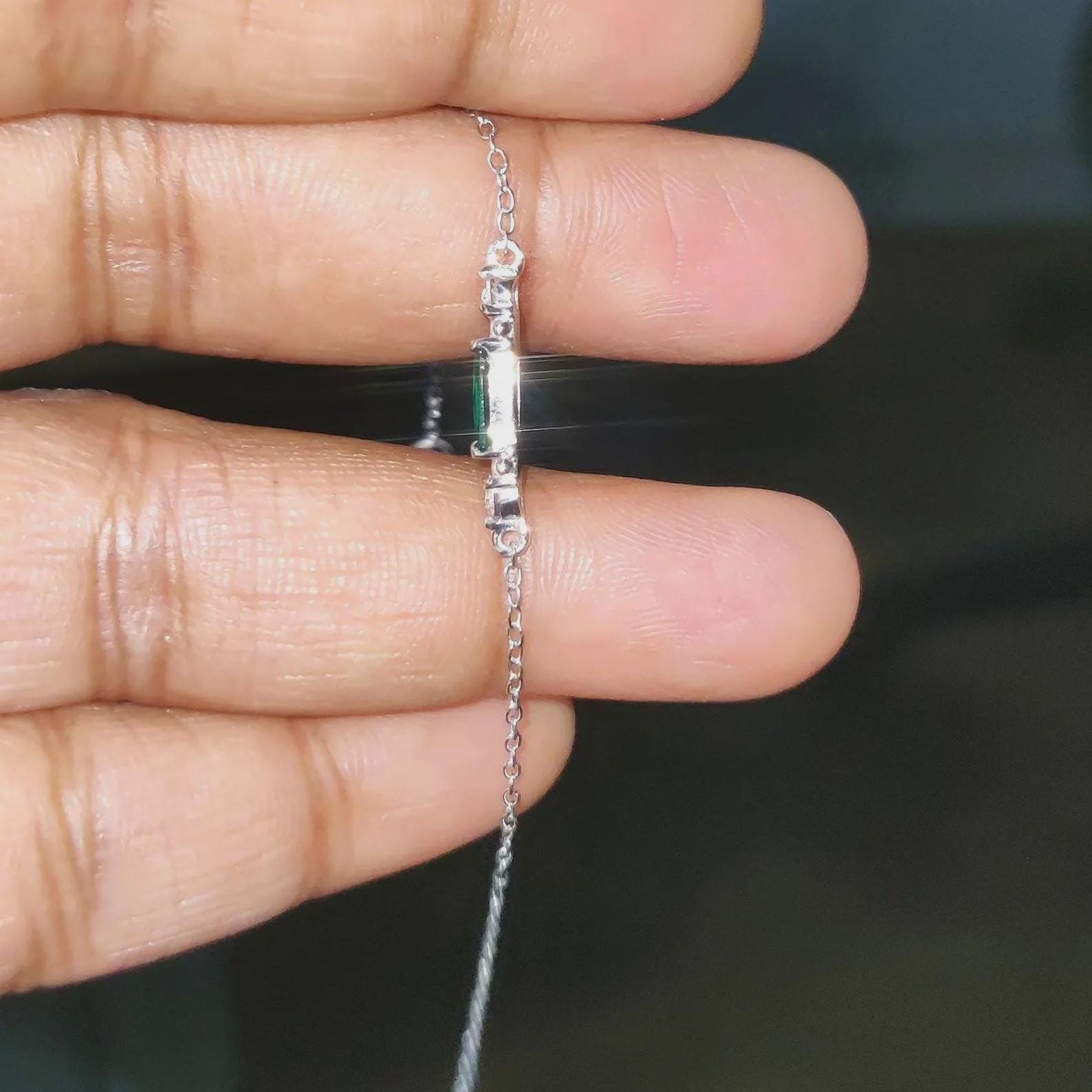 0.20Ct Baguette Cut Simulated Emerald Bracelet 14K White Gold Finish Sterling 925 Silver Bracelet Gift For her Birthday Gift and Party Wear