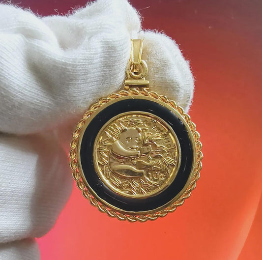 1Ct Round Cut Hip Hop Coin Pendant 14K Yellow Gold Plated 925 Sterling Silver Coin Pendant Hip Hop Coin Necklace Pendant