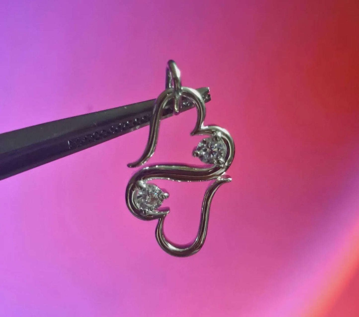 Double Heart Pendant Round Cut Moissanite 14K White Gold Plated 925 Sterling Silver, Solitaire Pendant , Love Pendant