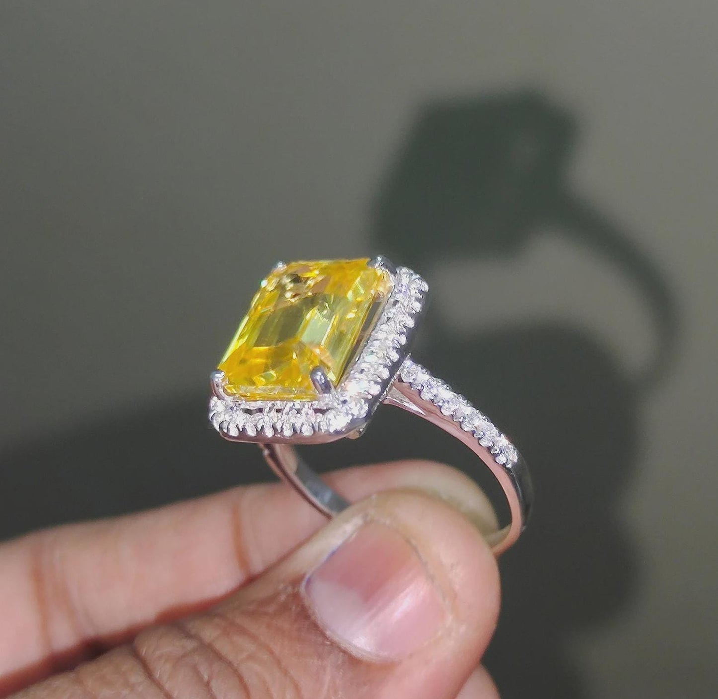2Ct Cushion Cut Yellow Citrine Three stone Engagement Anniversary  Halo Women Engagement Wedding Band Ring 14K White Gold Over Gift For Her