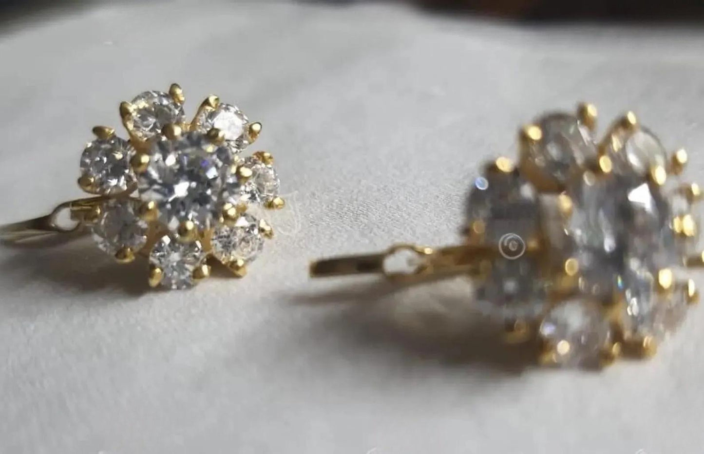 2Ct Round Cut Simulated Diamond Cluster Flower Cluster Stud Earrings 14k Yellow Gold Plated, Cluster Earring, Flower Earring, Gift for Party