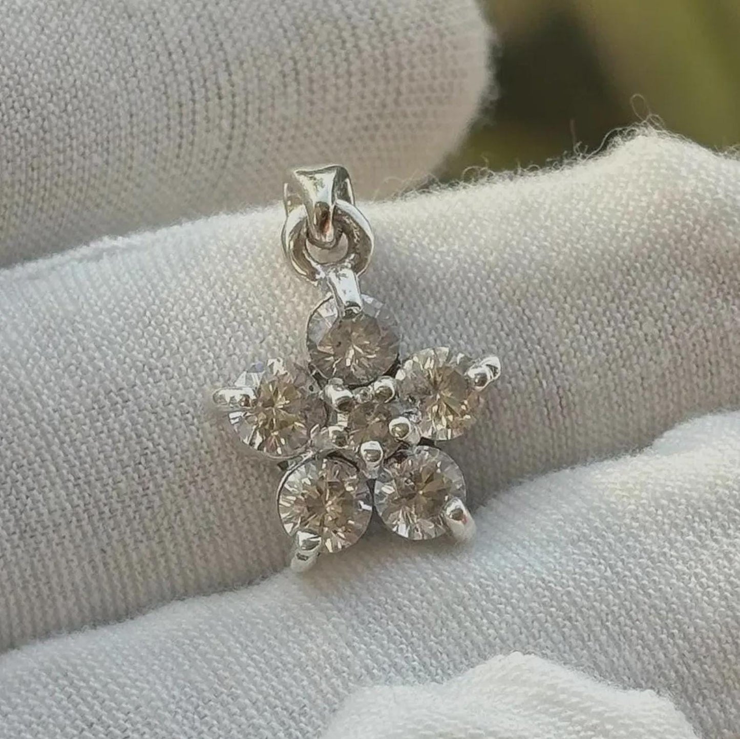 1.50Ct Round Cut Flower Pendant 14K White Gold Plated 925 Silver Prong Setting Pendant, Anniversary Gift Pendant