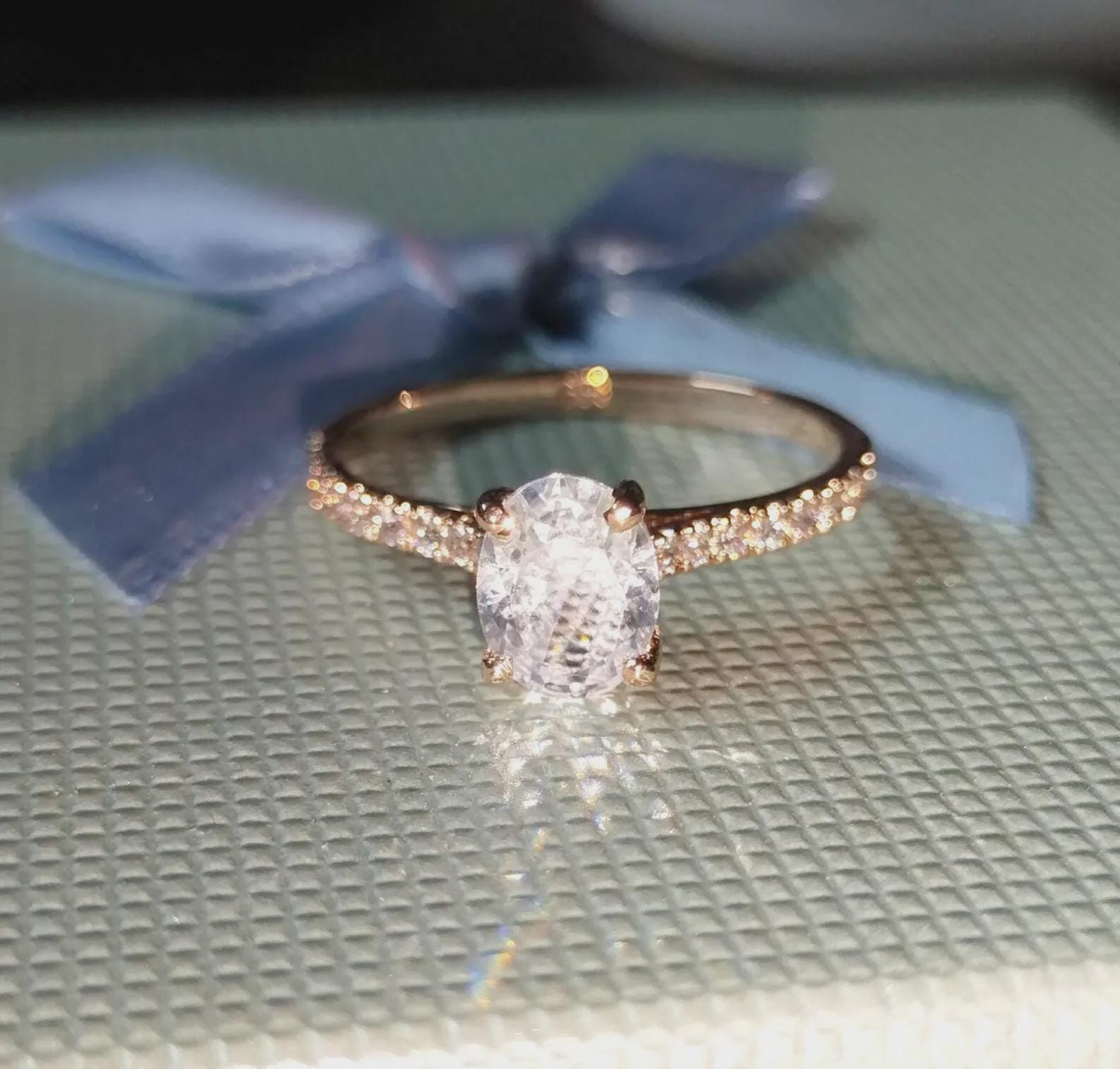 2Ct Diamond Oval Cut Wedding Halo Ring Simulated Diamond Ring 14K Rose Gold Finish 925 Sterling Silver Engagement Ring Anniversary Ring