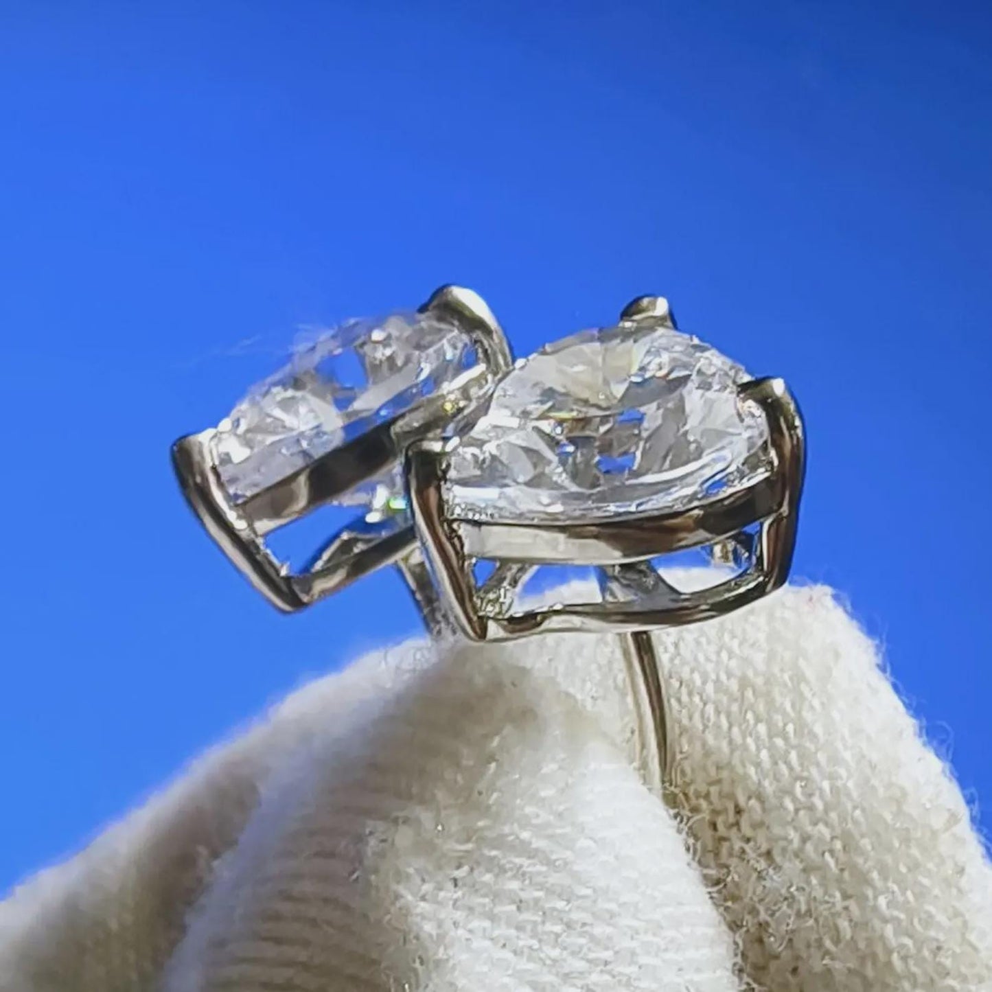 4Ct Heart Cut Moissanite Solitaire Stud Earrings 14K White Gold Finish 925 Silver Stud Earrings. Women Earrings, Gift for Her