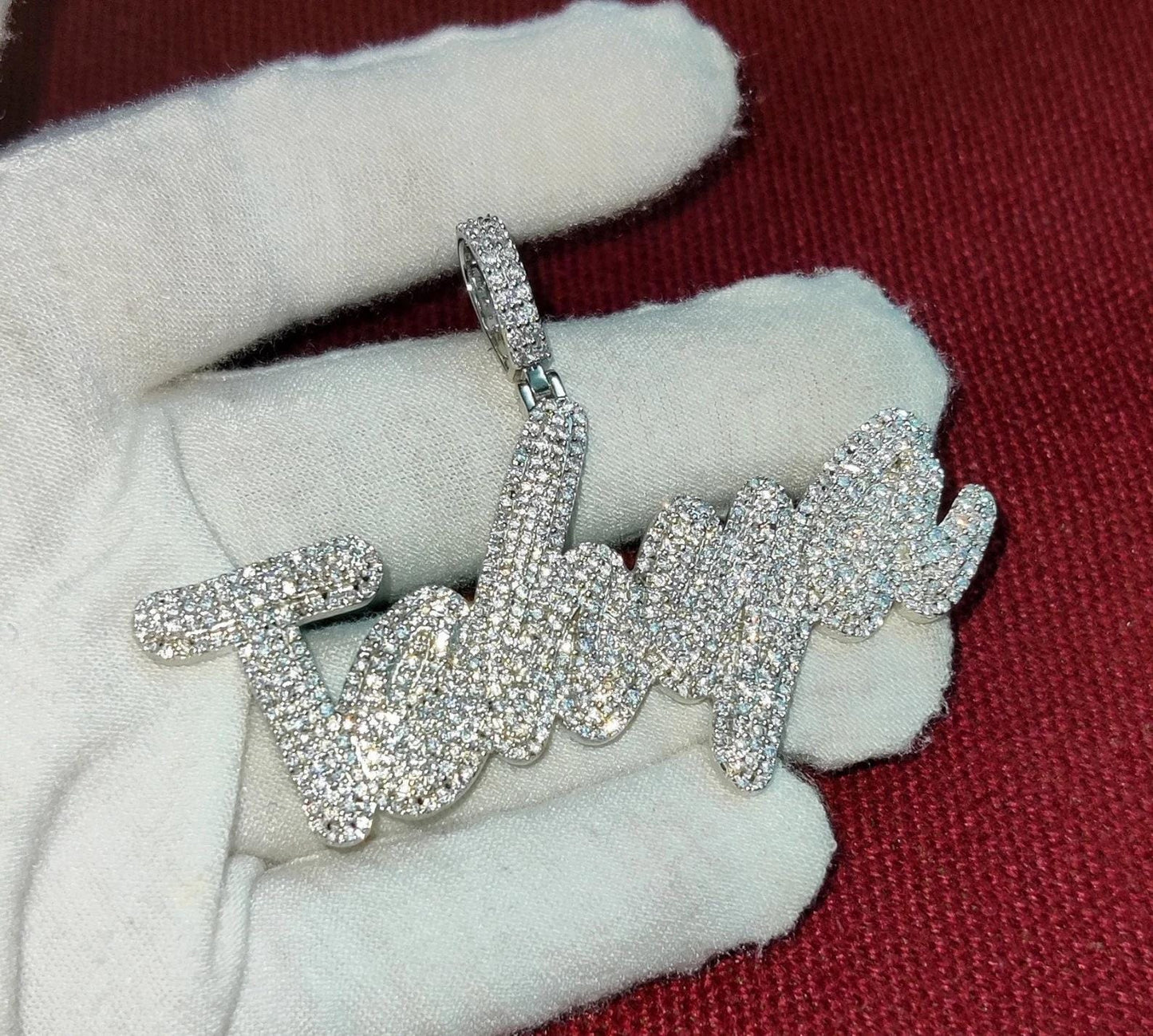 2Ct Diamond Round Cut Simulated Diamond Pendant, Custom Any Letter Diamond Pendant, 925 Sterling Silver For Birthday and Party Pendant Gift