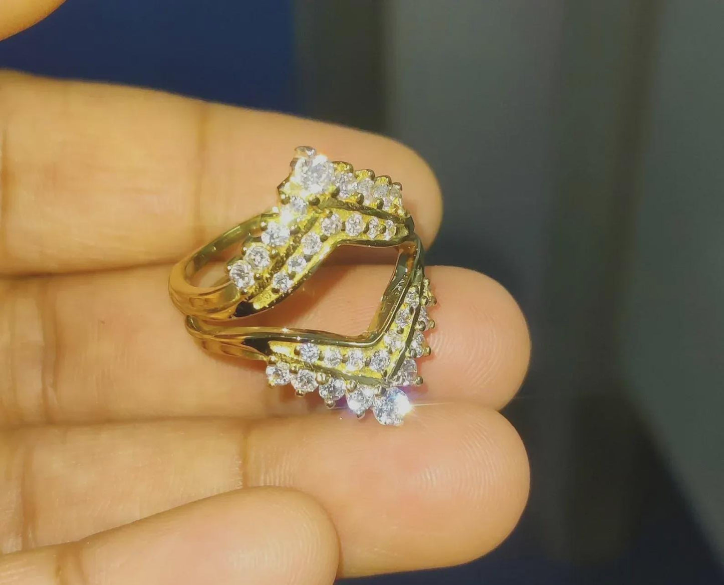 2Ct Round Cut Simulated Diamond Enhancer Guard Ring Engagement Ring 14K Yellow Gold Finish Sterling Silver Anniversary Ring Gift For Party