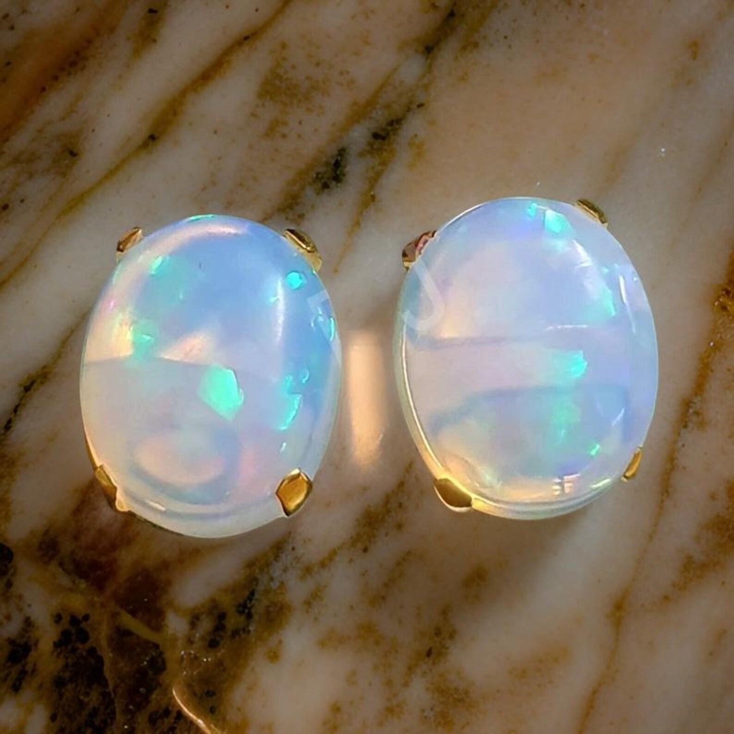 2Ct Oval Cut Stud Women's Earrings Opal Diamond Earrings 14K Yellow Gold Plated 925 Sterling Silver, Push back Earrings, Gift For Birthday