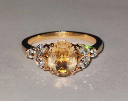 2Ct Morganite Ring Simulated Diamond Oval Anniversary Ring 14K Rose Gold Finish 925 Sterling Silver Engagement Ring For Birthday Party Wear