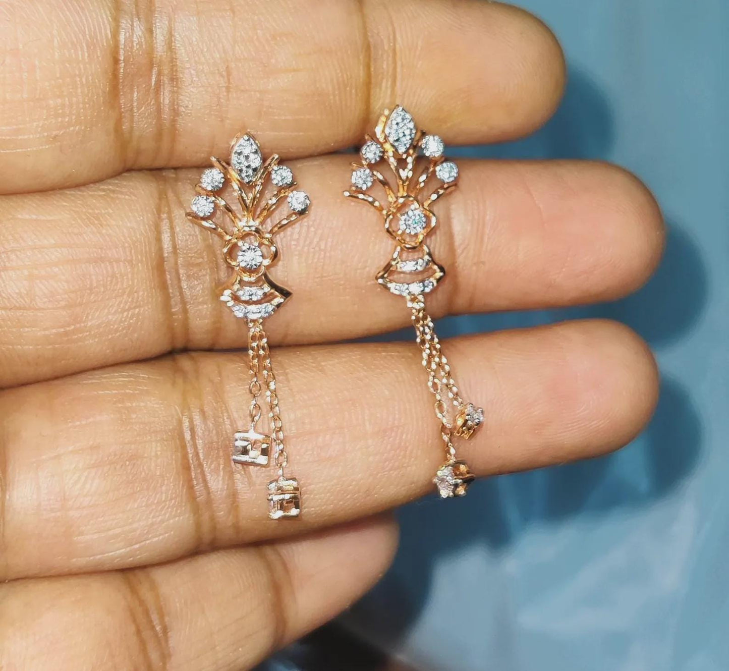 2Ct Round Cut Simulated Diamond Drop Dangle Women's Earrings 14K Rose Gold Plated 925 Sterling Silver, Gift For Birthday Wear