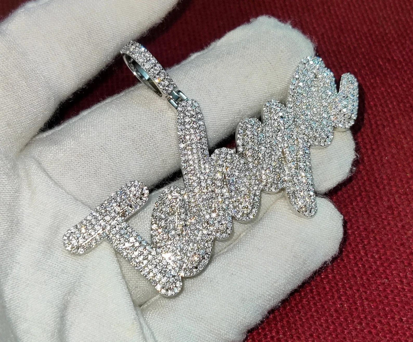 2Ct Diamond Round Cut Simulated Diamond Pendant, Custom Any Letter Diamond Pendant, 925 Sterling Silver For Birthday and Party Pendant Gift