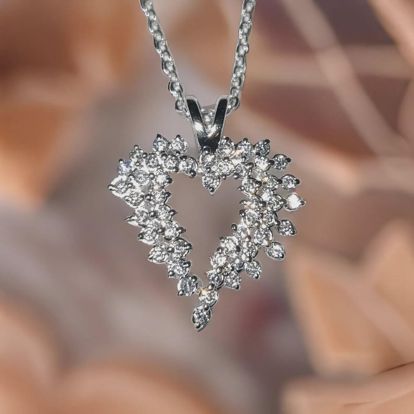 1.50Ct Moissanite Round Cut Cluster Heart Pendant 14K White Gold Finish 925 Silver Women's Heart Pendant, Birthday, Valentines, Wedding Gift