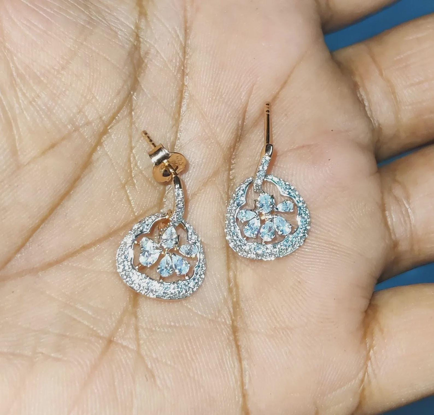 2Ct Round Cut Simulated Diamond Drop Dangle Women's Earrings 14K Rose Gold Plated 925 Sterling Silver, Gift For Birthday